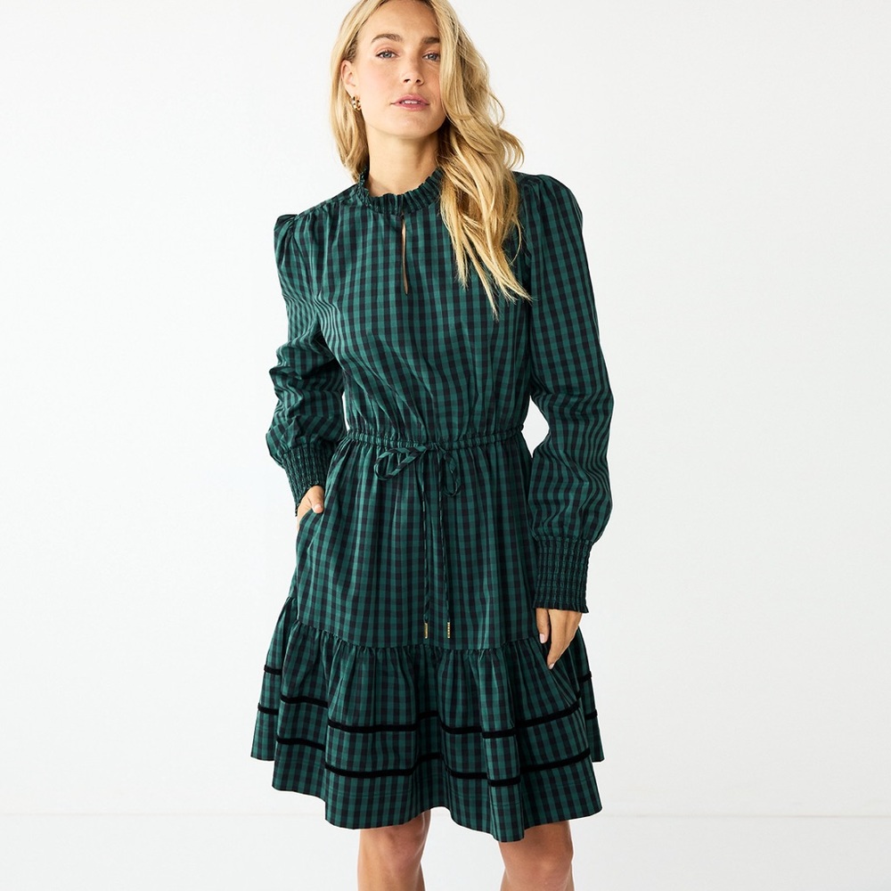 Draper James Green Ruffled Tiered Midi Dress